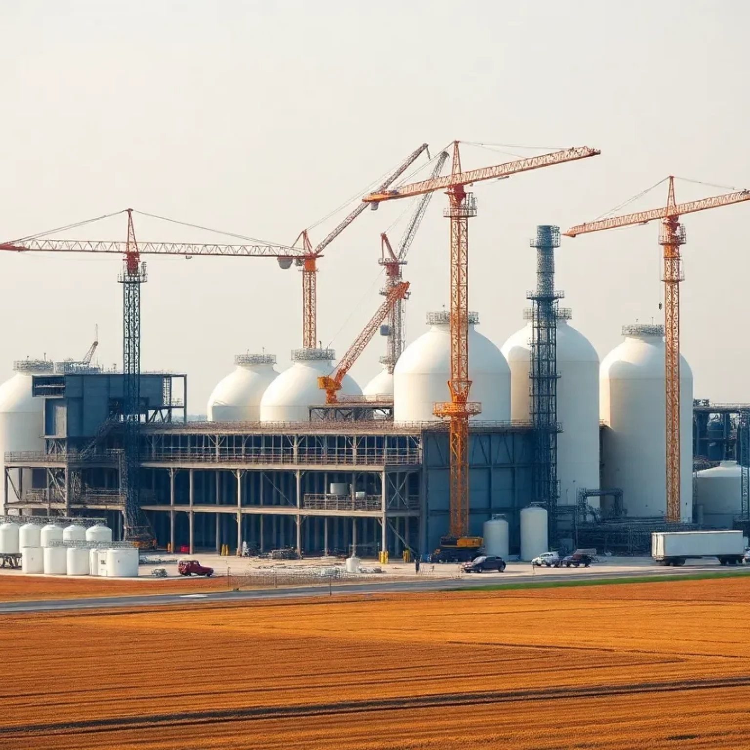 Construction site of Cronus Chemicals ammonia fertilizer plant in Illinois