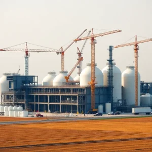 Construction site of Cronus Chemicals ammonia fertilizer plant in Illinois
