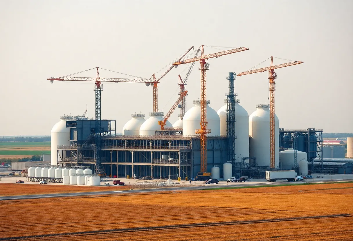 Construction site of Cronus Chemicals ammonia fertilizer plant in Illinois