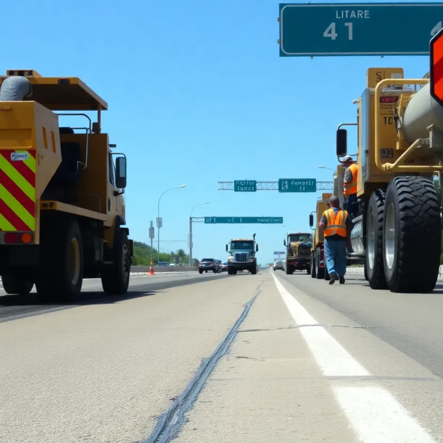 Construction site on Illinois Route 26 showing resurfacing work.