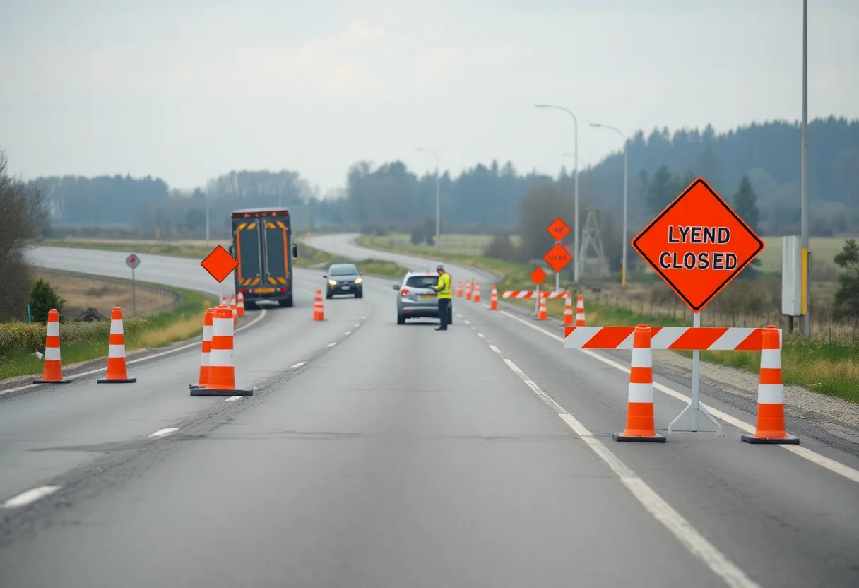Construction on Illinois 26 near Cedarville with lane closures.