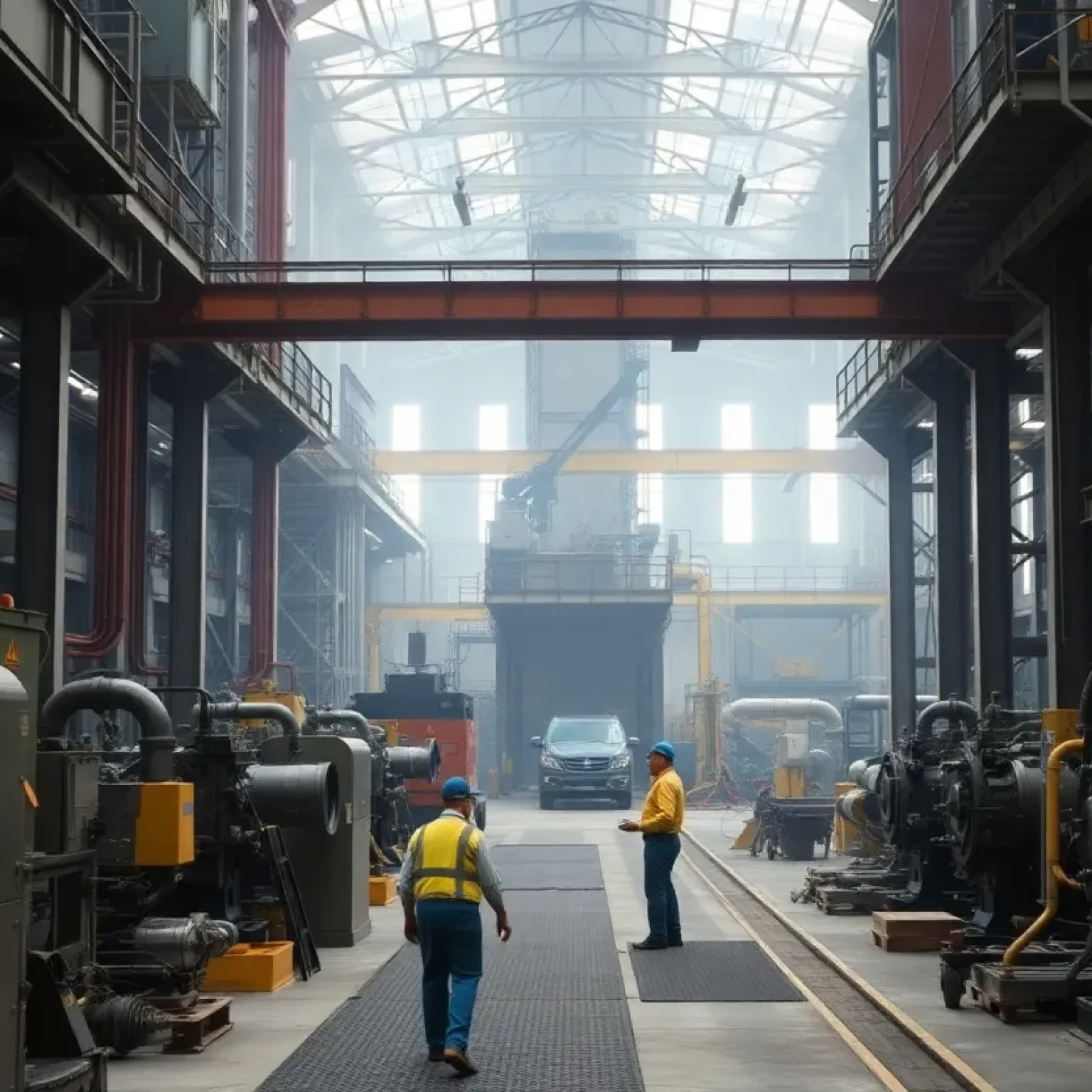 Granite City Steel Plant machinery and workers